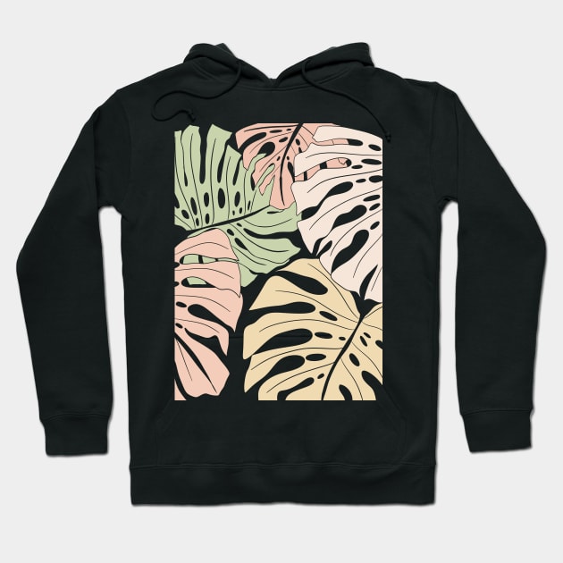 Abstract Patel Colors Monstera Leaves 3 Hoodie by gusstvaraonica